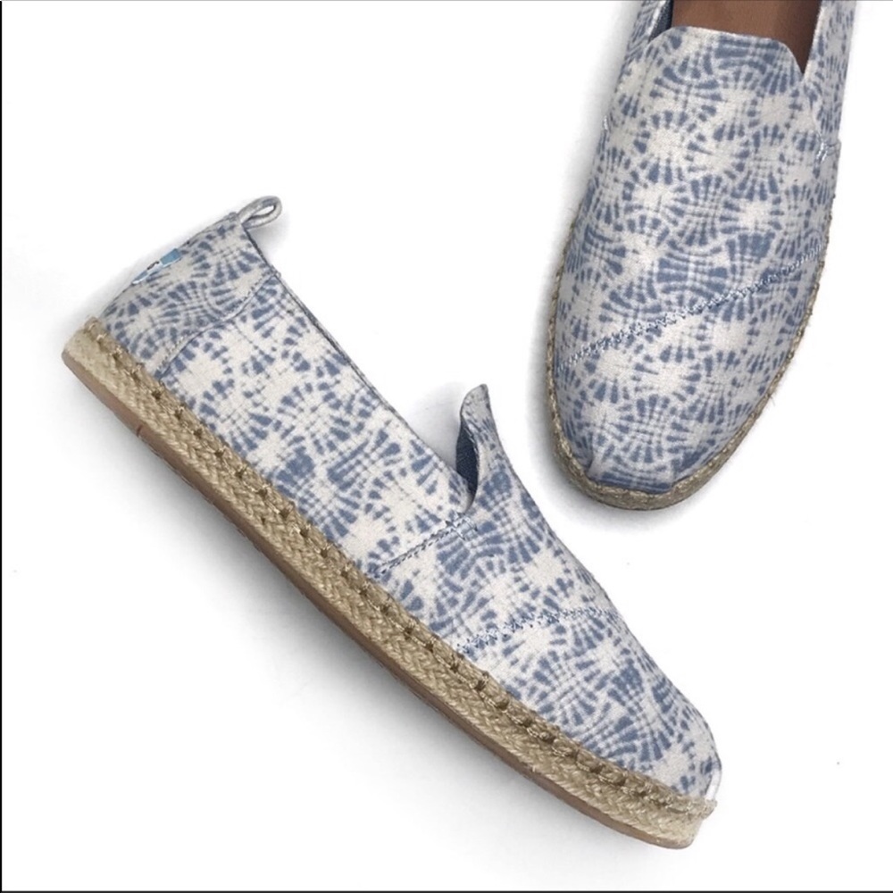 Tom’s Deconstructed Alpargata Slip-on Espadrille Flats Tie-Dye Dusty Blue